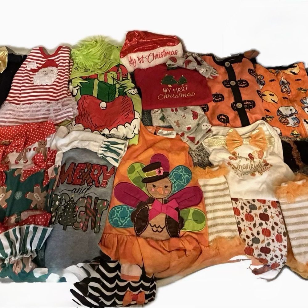 🎀 First Year Holiday Baby Girl Outfit Bundle – 15 Pieces 🎀